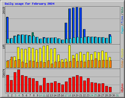 Daily usage for February 2024